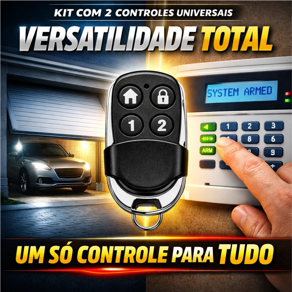 Kit Controle Universal para Portão e Alarme 433MHz com 2 unidades