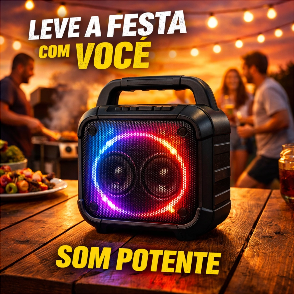 Caixa de Som Bluetooth Portátil com som potente